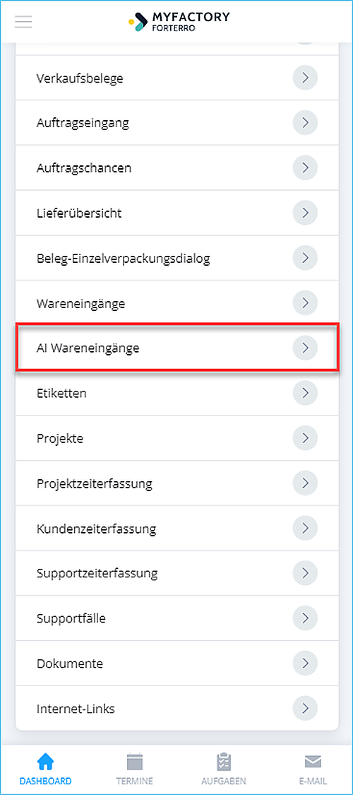 AI-Microservices: So einfach nutzen Sie den AI-Wareneingangsimport in Myfactory.Phone 1