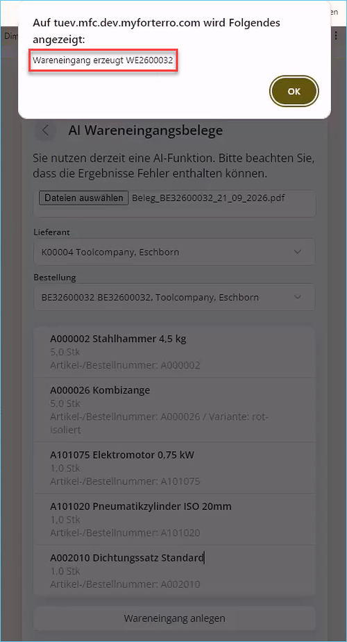AI-Microservices: So einfach nutzen Sie den AI-Wareneingangsimport in Myfactory.Phone 12