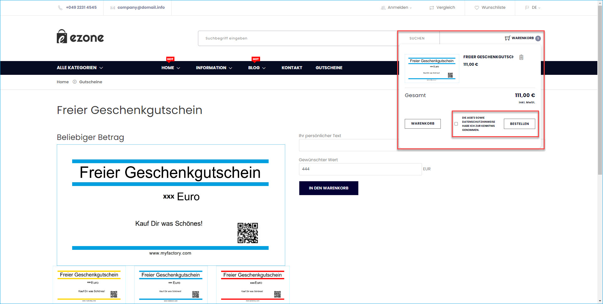 So funktioniert der Gutscheinverkauf im Webshop 15