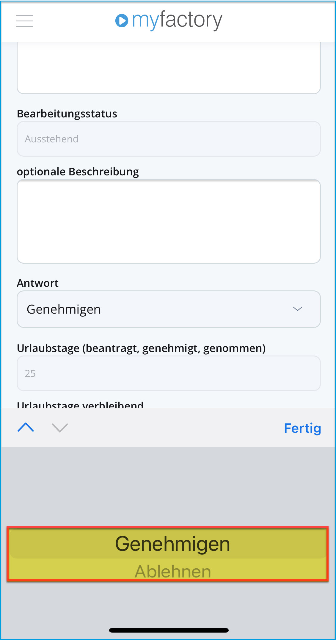 Abwesenheitsanträge mobil genehmigen 3