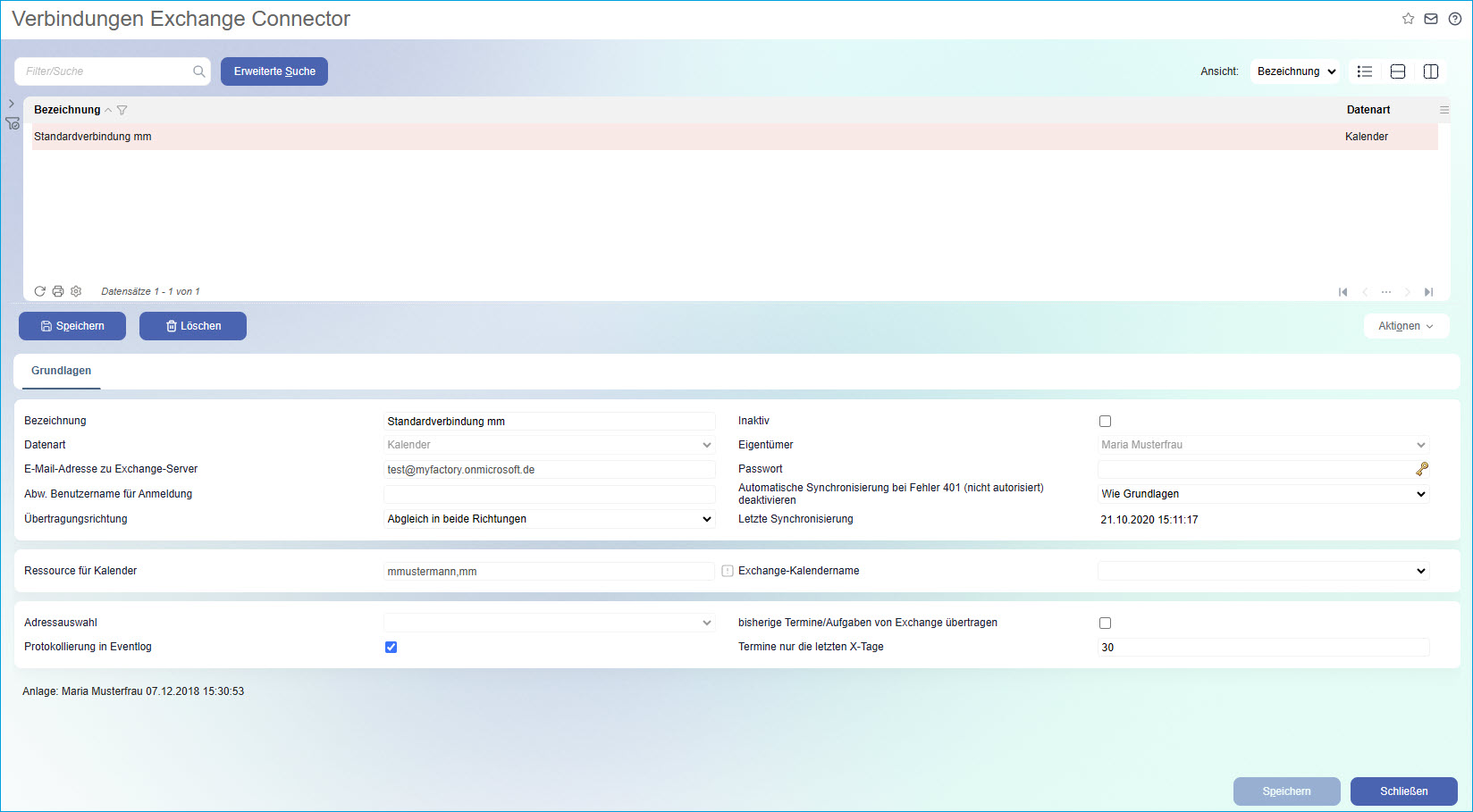 Verbindungen Exchange Connector Schnittstelle 0