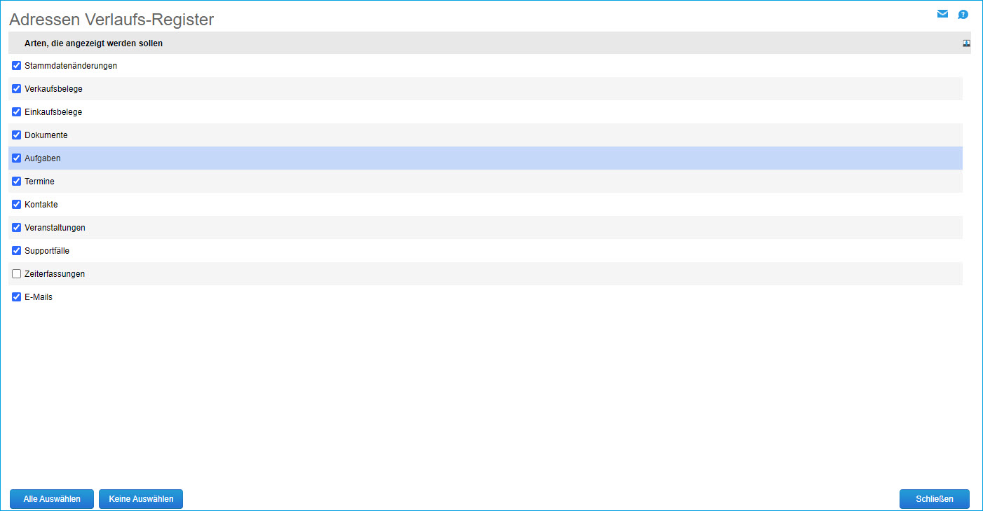 Adress Verlaufs-Register 0