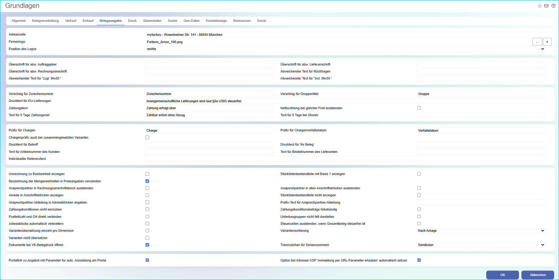 Register Belegausgabe 0