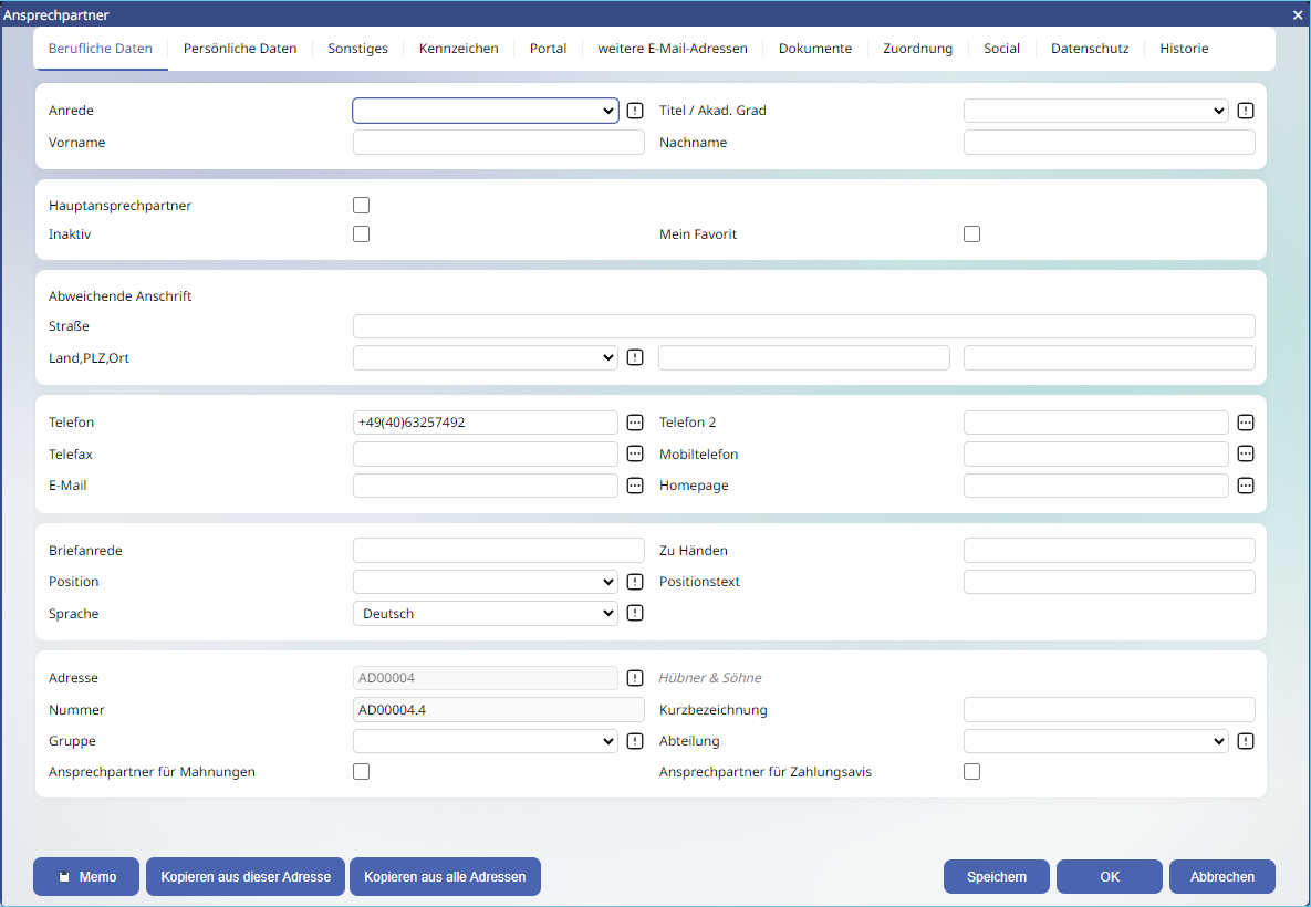 Register Ansprechpartner 2