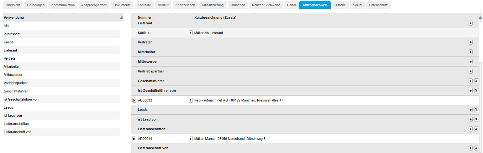 Register Adressnachweis 0