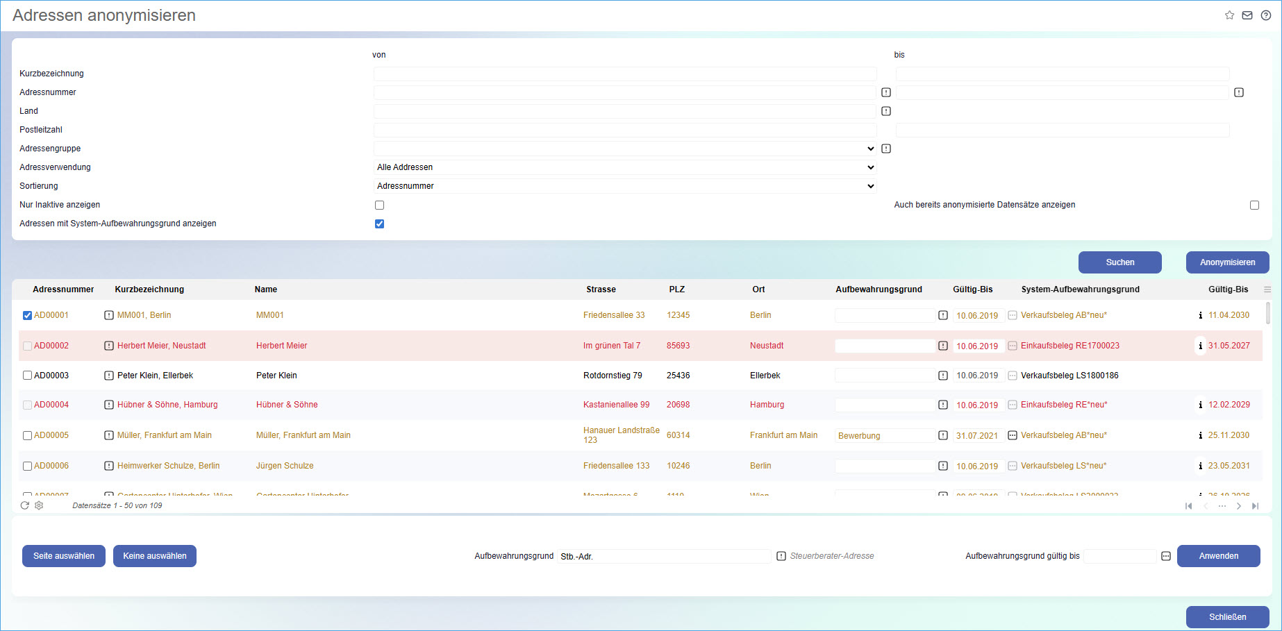 Adressen anonymisieren 0