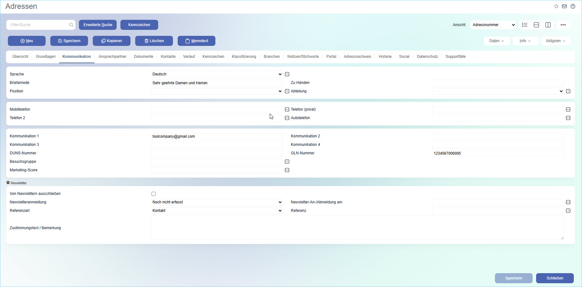 Register Kommunikation 0