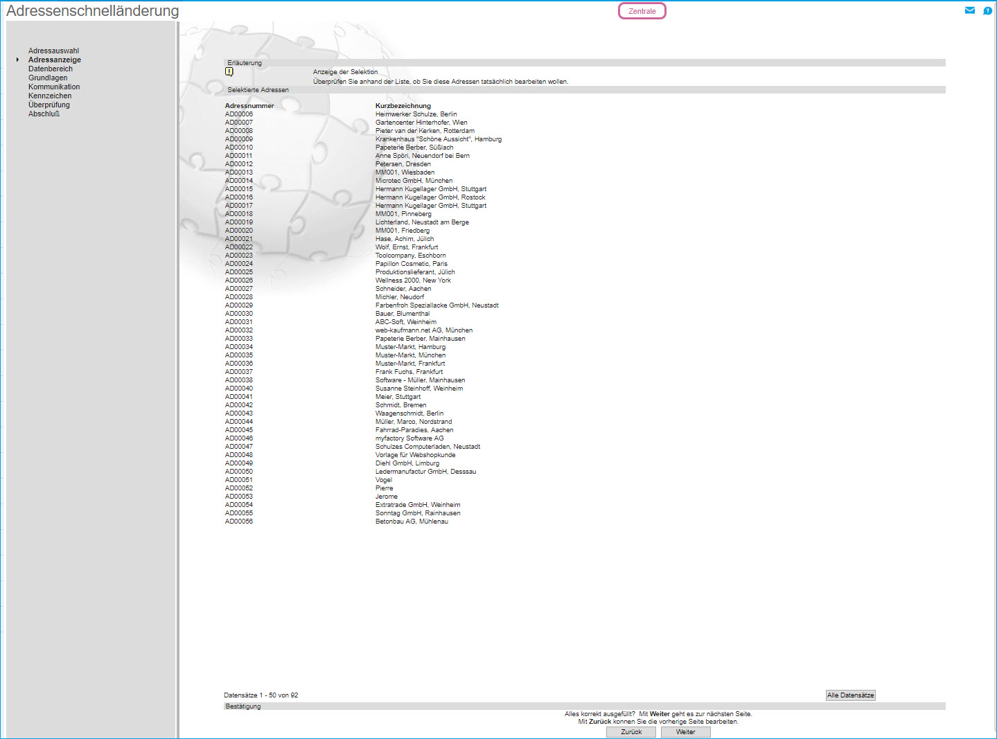 Adressenschnelländerung 1