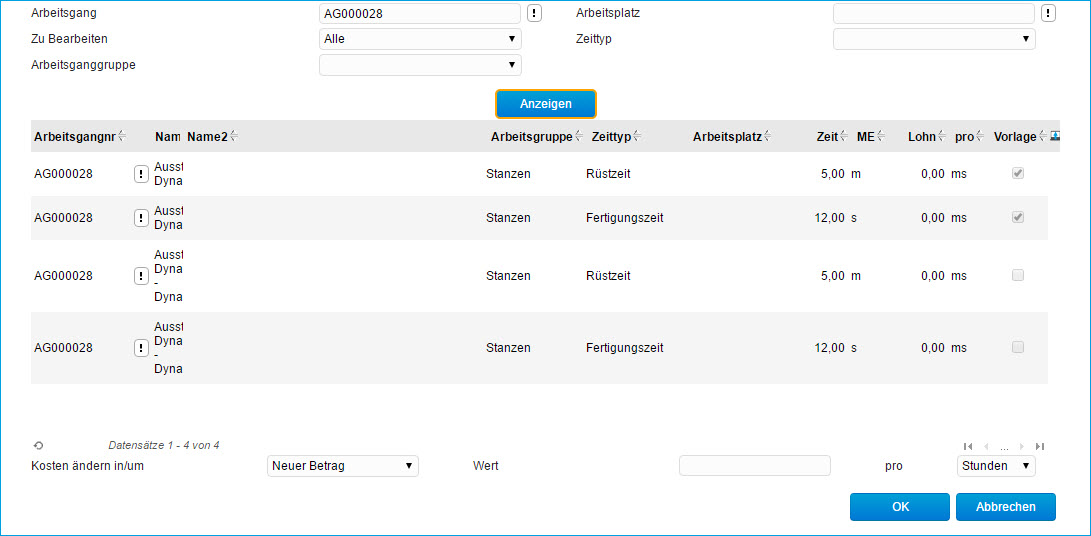 Arbeitskosten-Schnelländerung 0