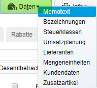Schaltfläche Daten 0