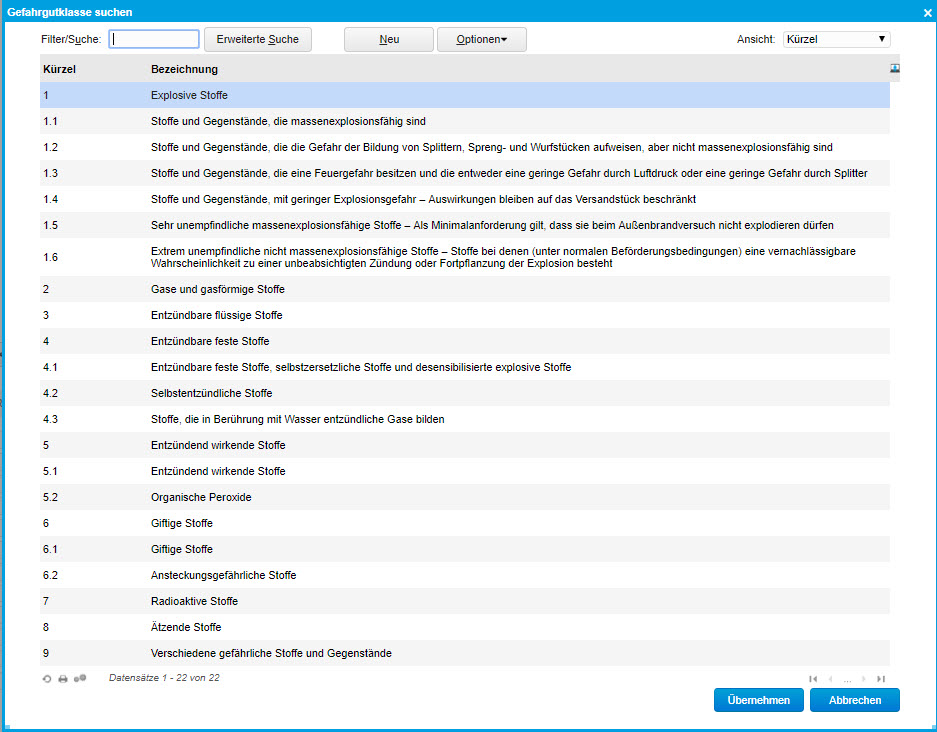 Register Gefahrgut 2