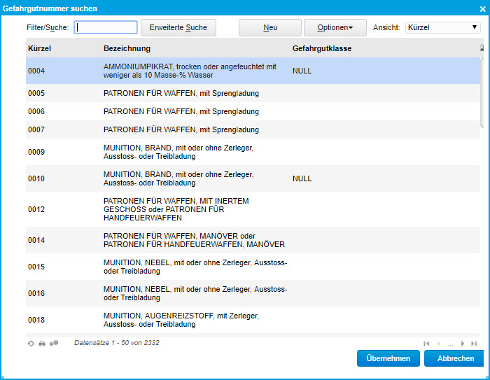 Register Gefahrgut 1