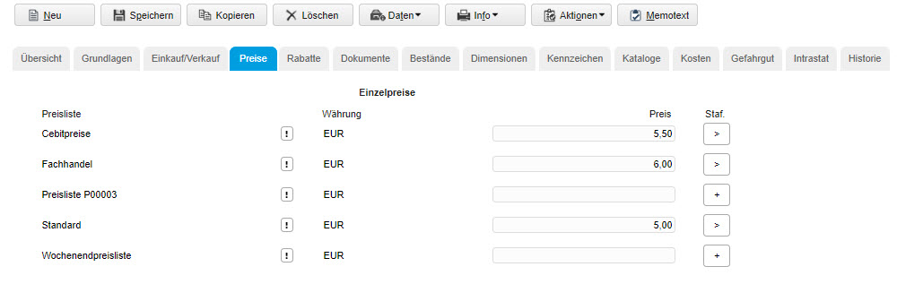 Register Preise 0