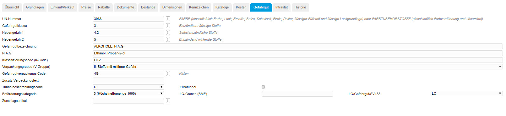 Register Gefahrgut 0