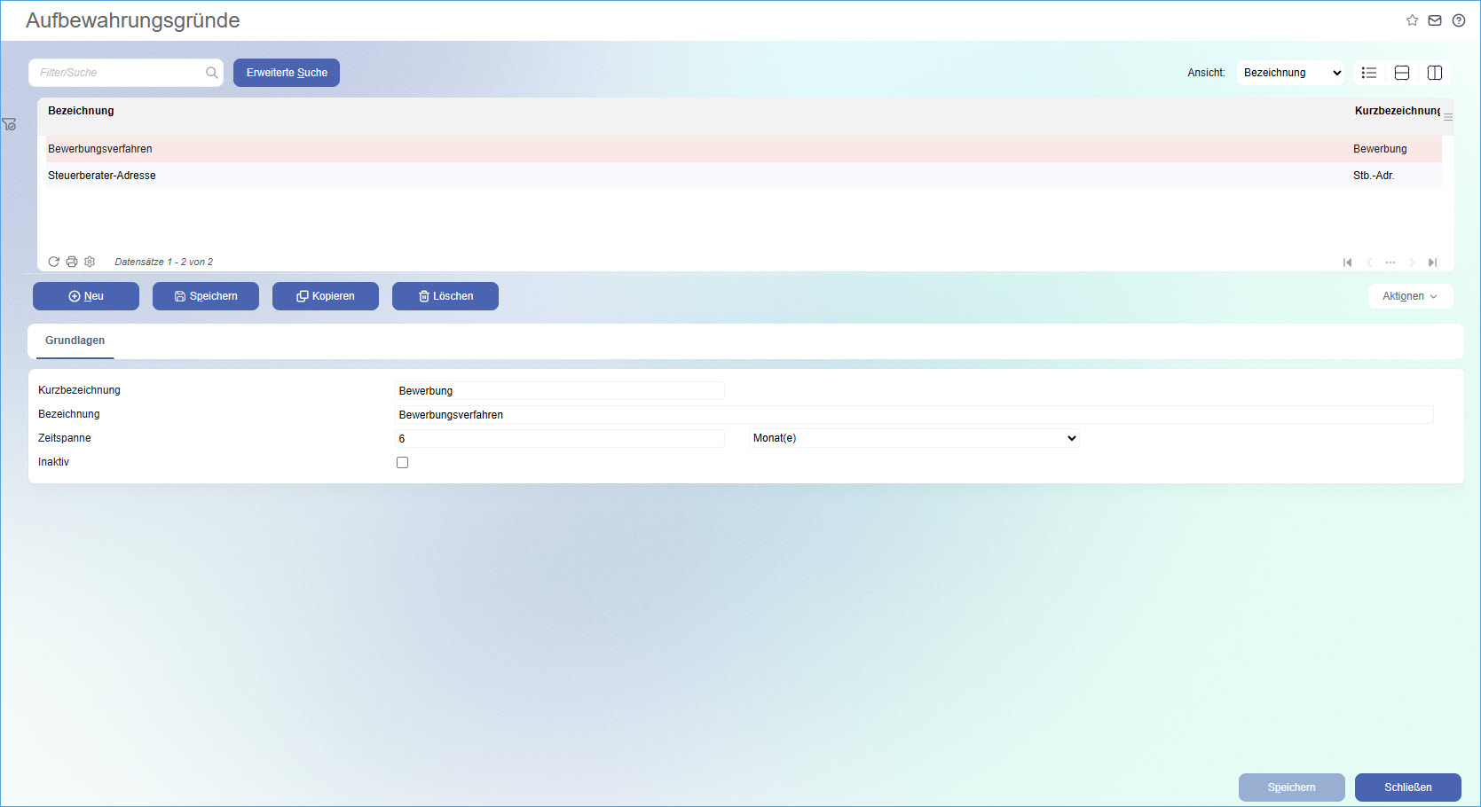 Aufbewahrungsgründe 0