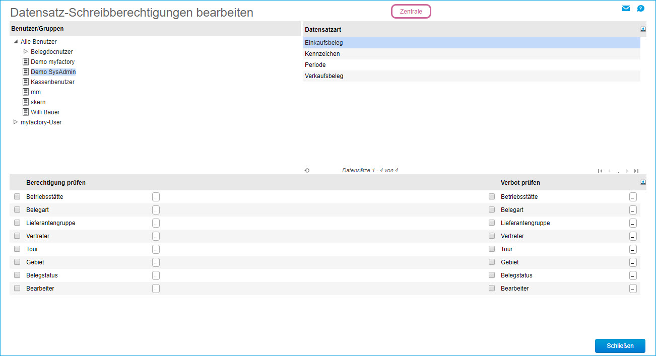 Datensatz-Schreibberechtigungen 0