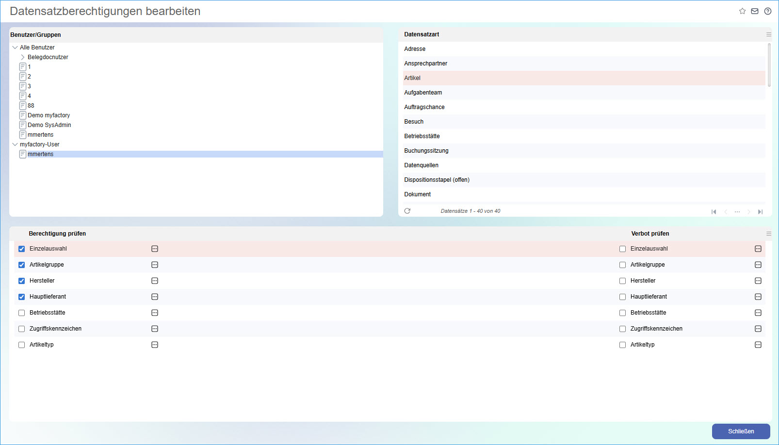 Datensatzberechtigungen 0
