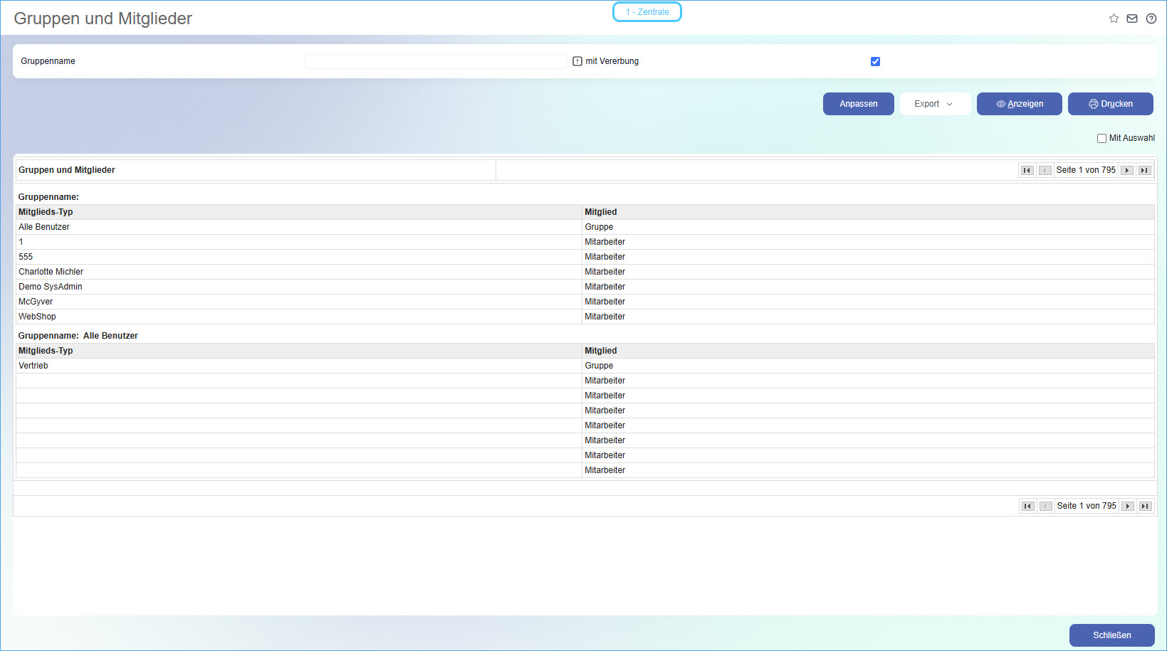 Gruppen und Mitglieder 0
