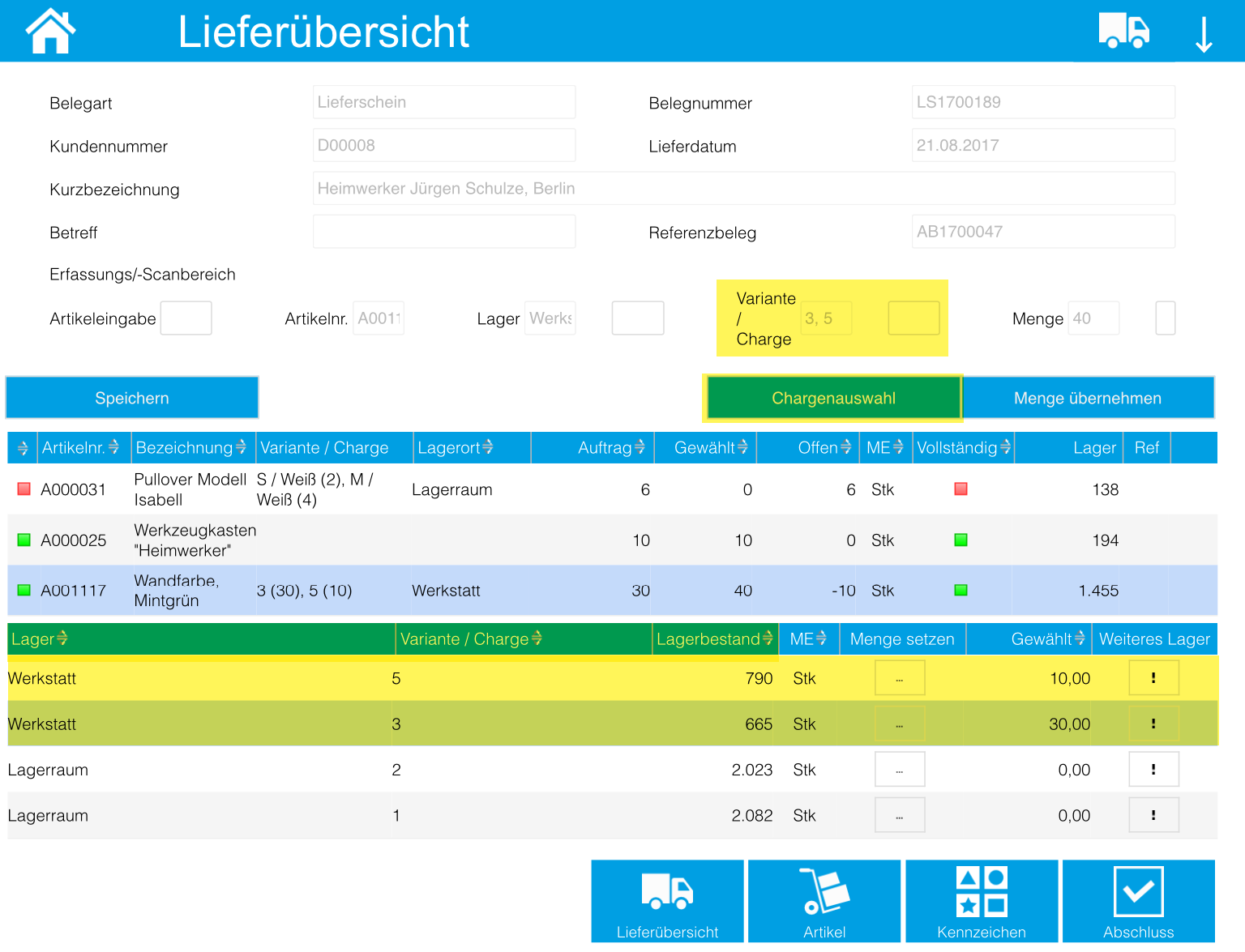 Kommissionierungsaufträge / Lieferübersicht 10
