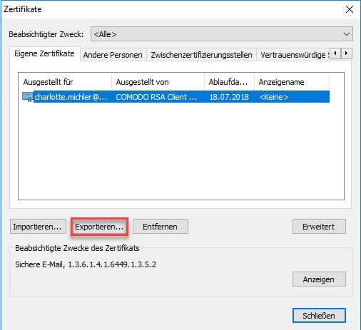 E-Mail-Zertifikat installieren und konfigurieren (mit Internet Explorer und Chrome) 12