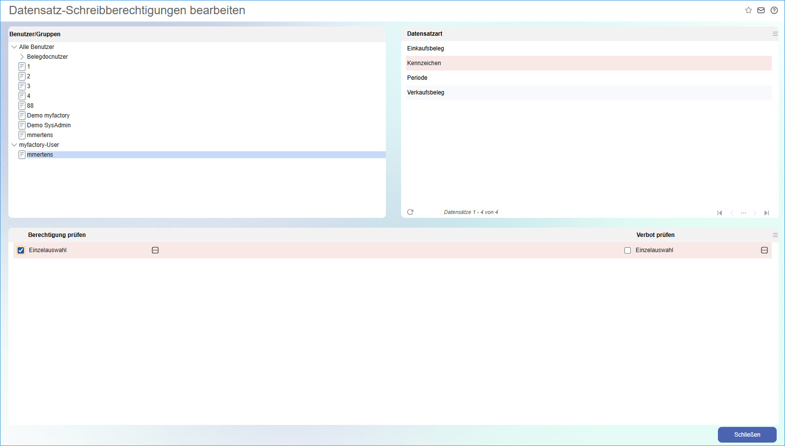 Datensatz-Schreibberechtigungen 0
