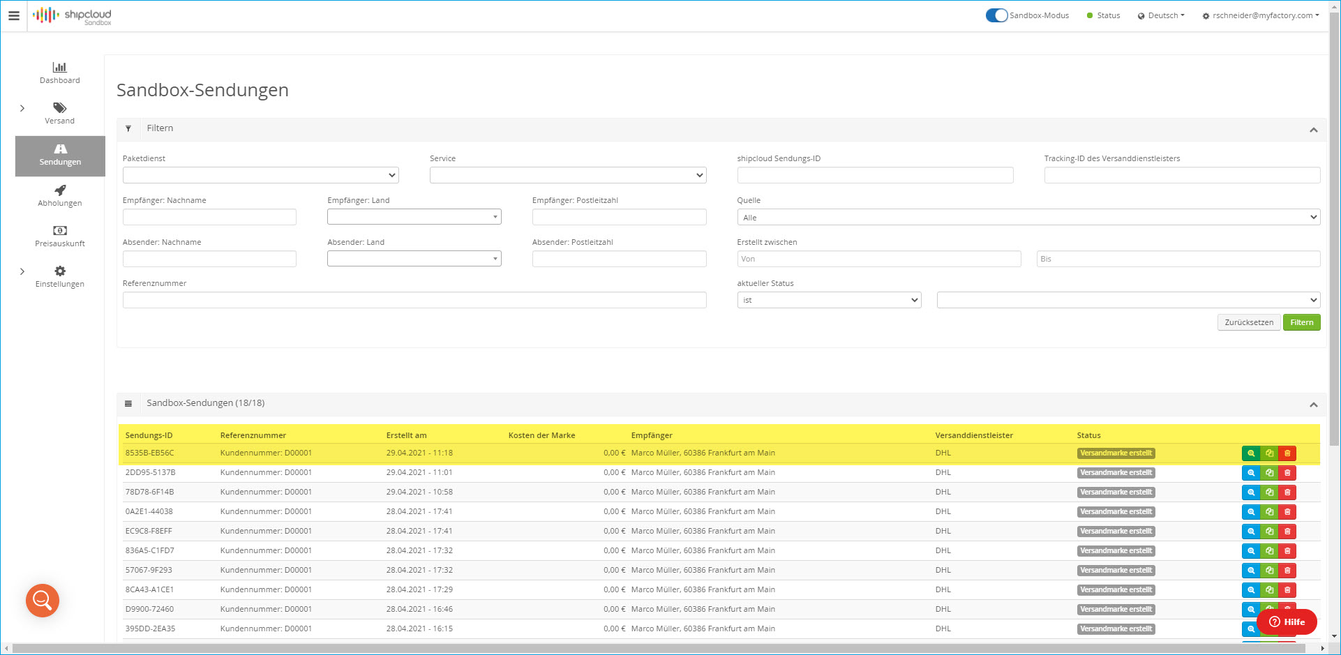 shipcloud-API 25