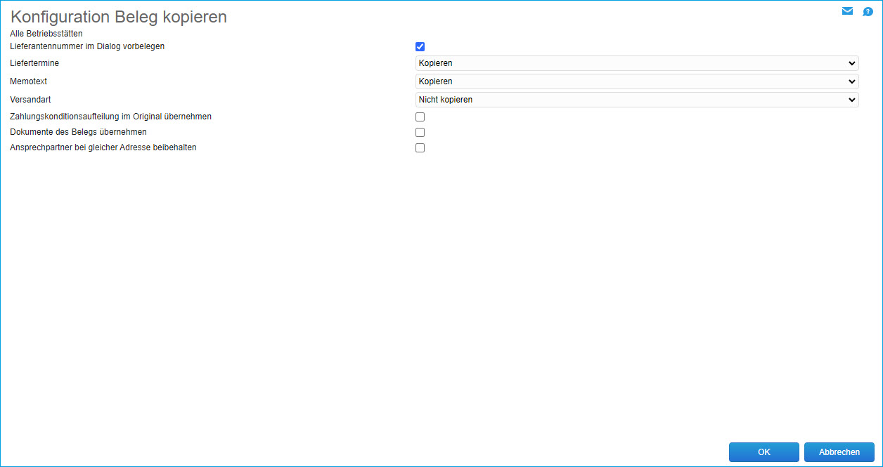 Konfiguration Beleg kopieren 0
