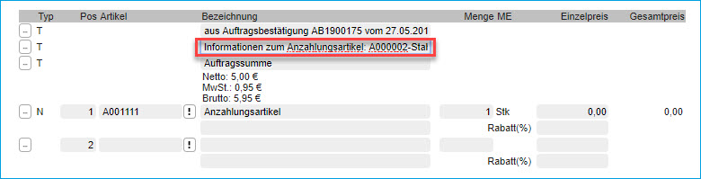 Konfiguration Anzahlungsrechnungen 1