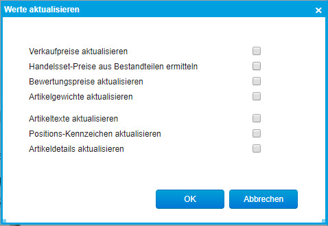 Werte aktualisieren 0