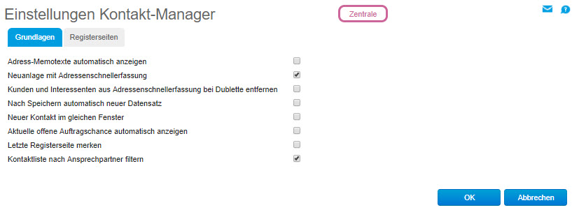 Einstellungen Kontakt-Manager 0