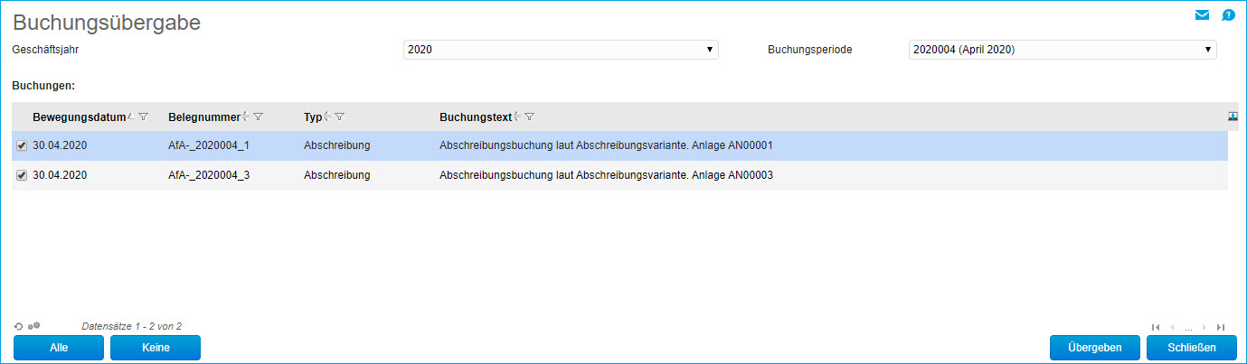 Buchungsübergabe 0