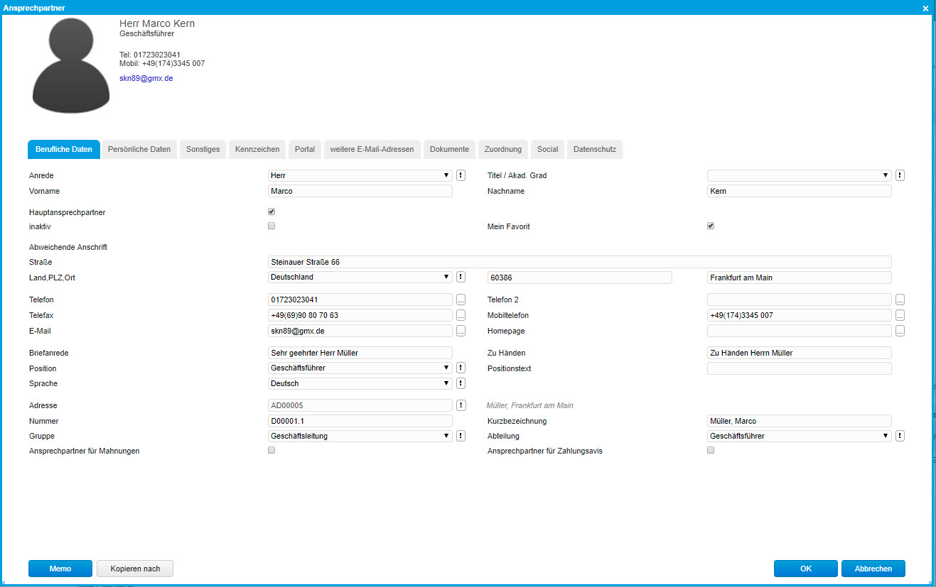 Register Ansprechpartner 0