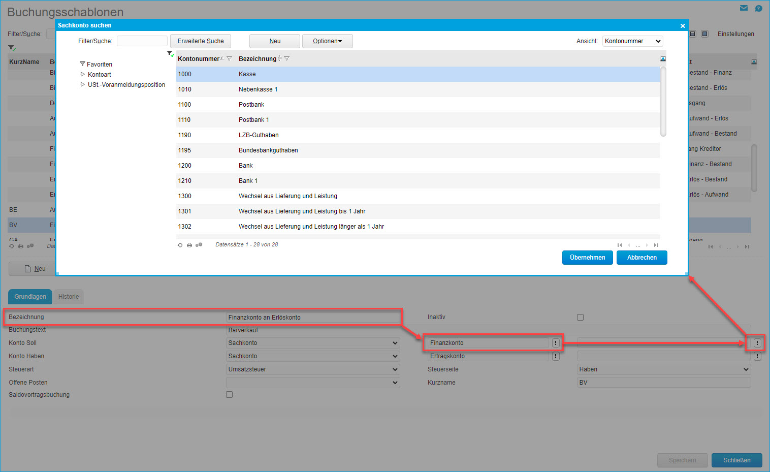 Buchungsschablonen 2