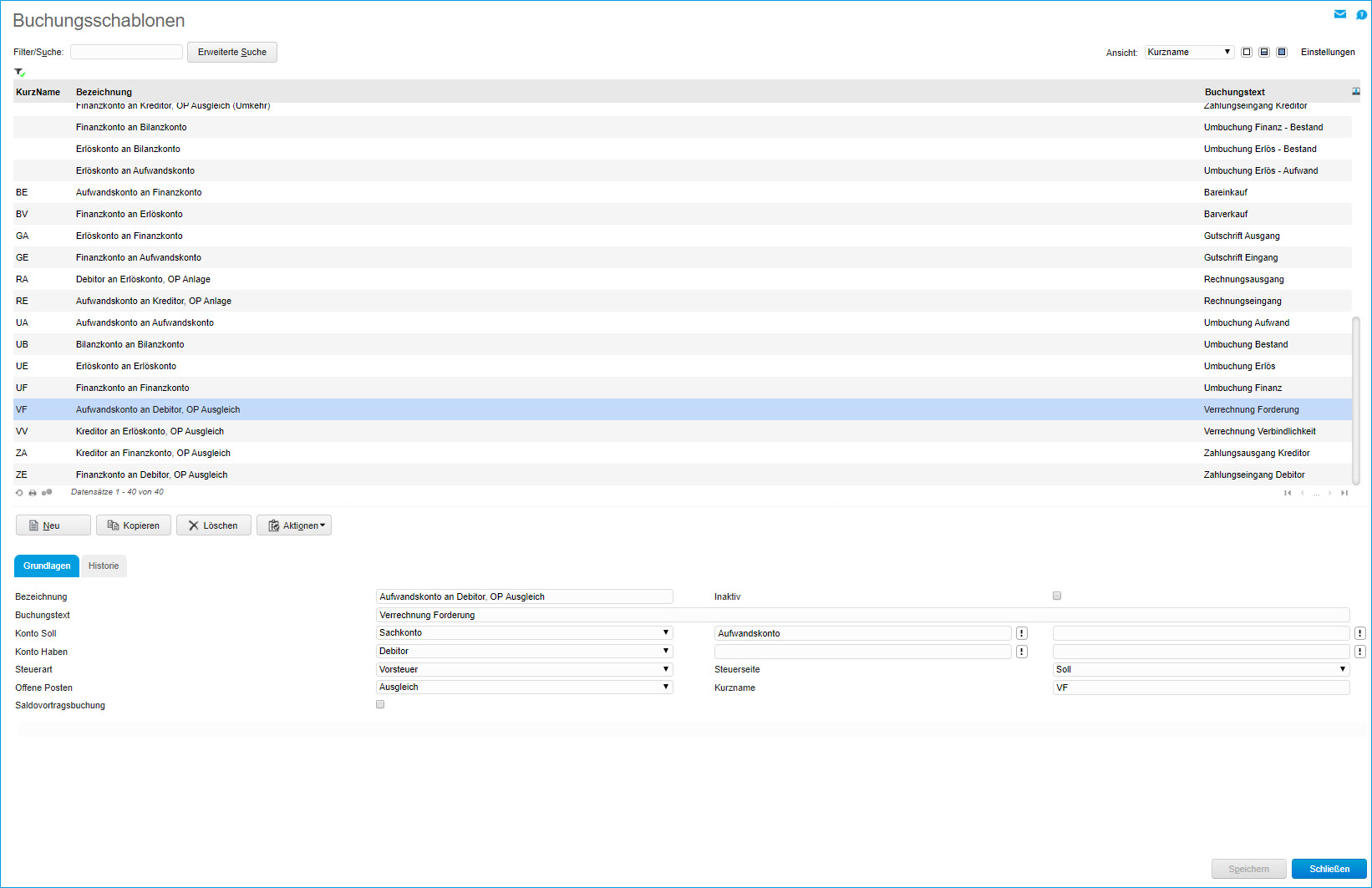 Buchungsschablonen 0