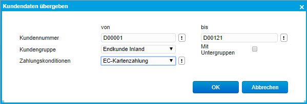 Kundendaten übergeben 0