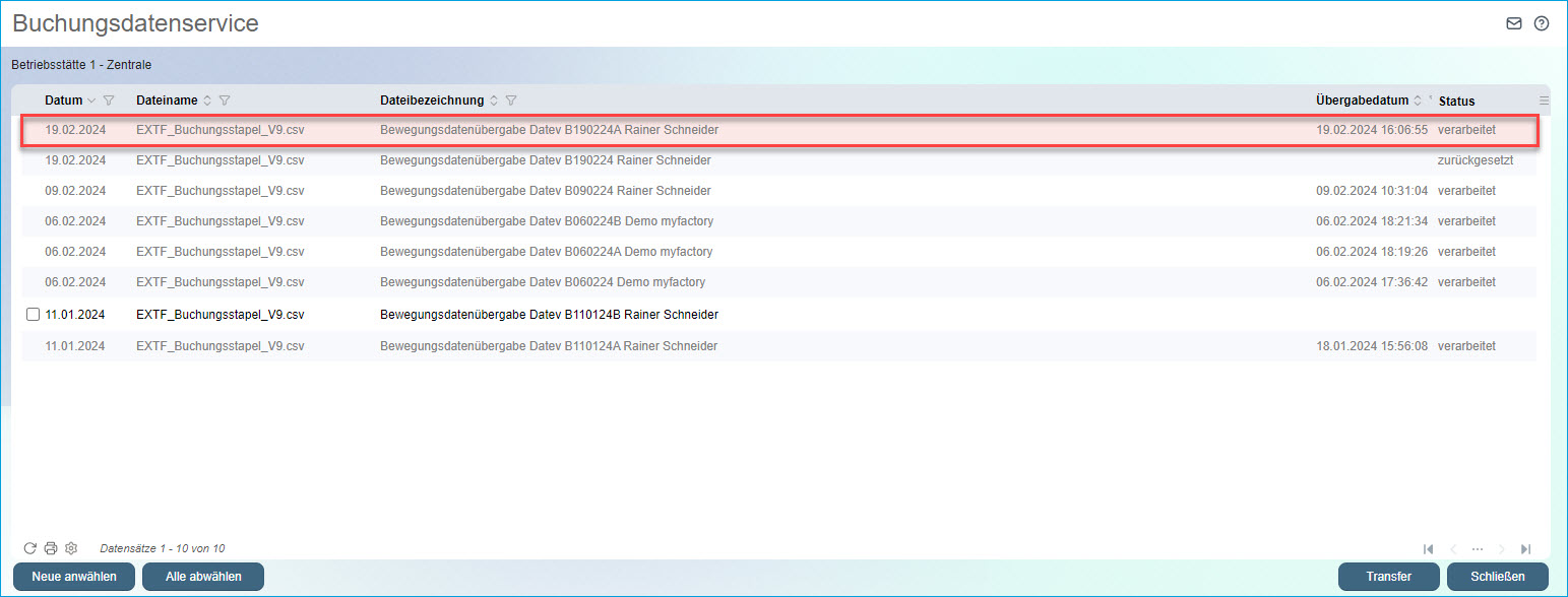 Buchungsdatenservice 8