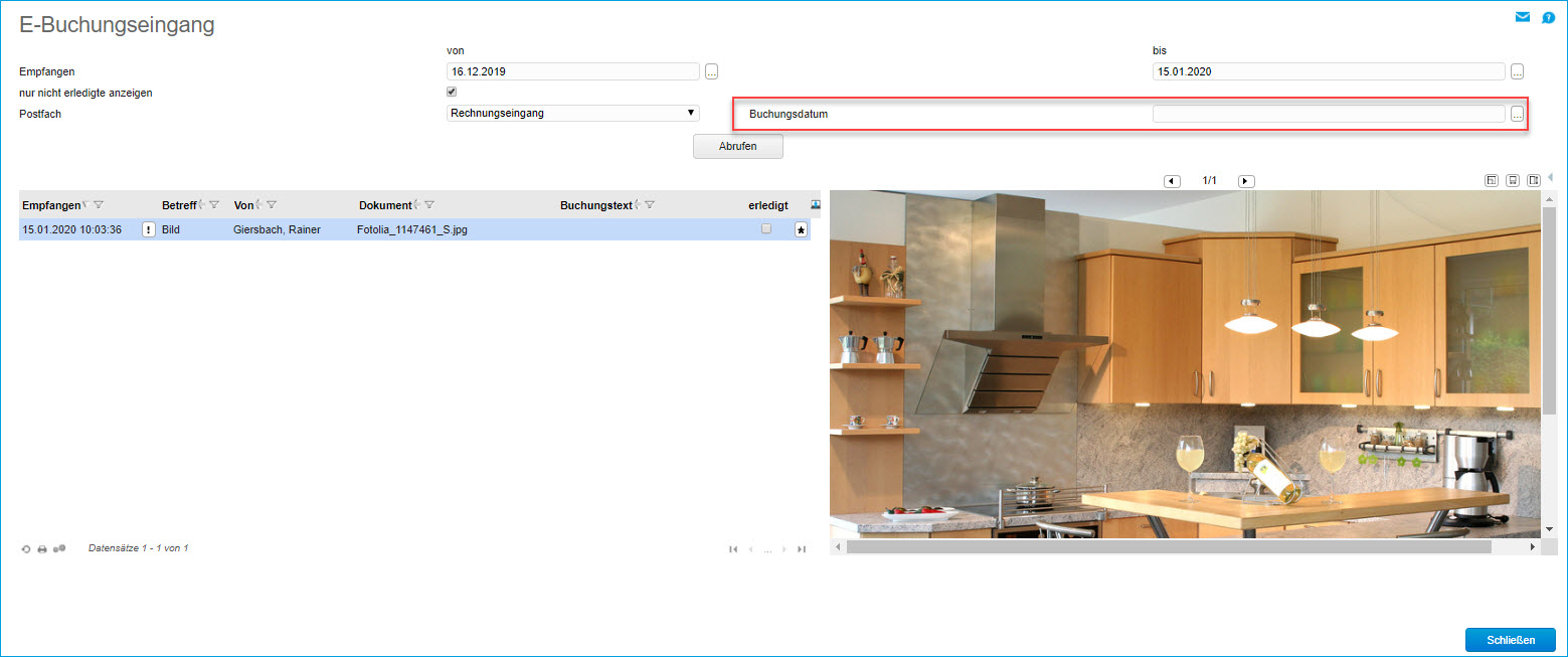 E-Buchungseingang 1