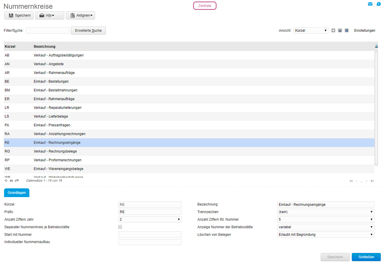 Register Belege Kunden 1