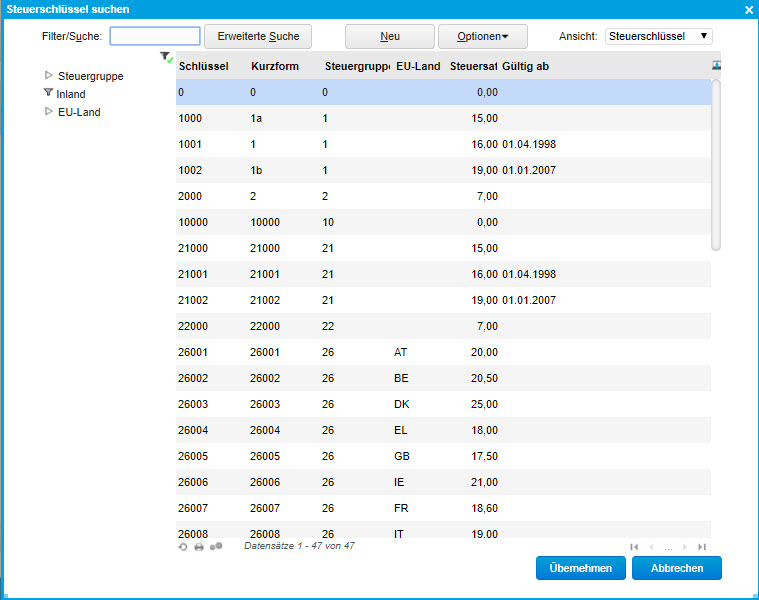 Register Steuertabelle 1