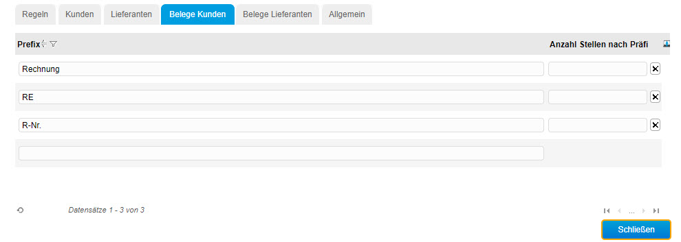 Register Belege Kunden 0