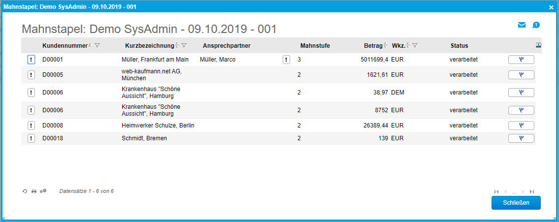 Mahnstapelübersicht 1