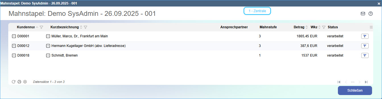 Mahnstapelübersicht 1