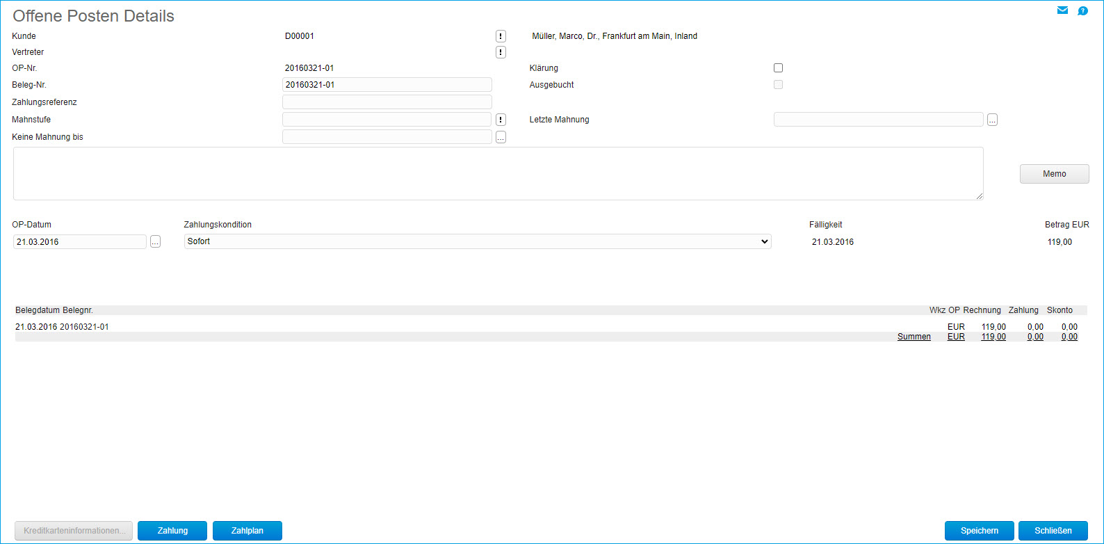 Offene Posten Details 0