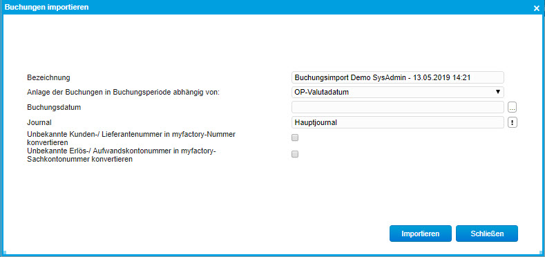 Buchungen importieren 0