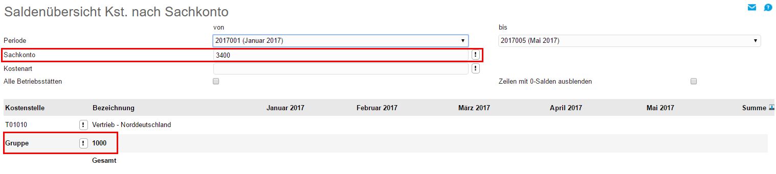 Saldenuebersicht KSt. nach Sachkonto 0