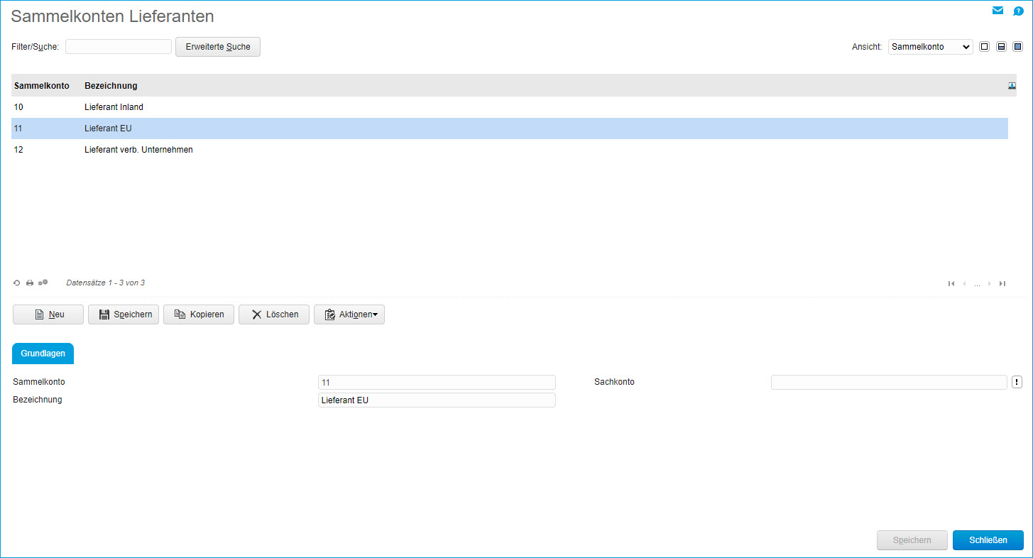 Sammelkonten Lieferanten 0