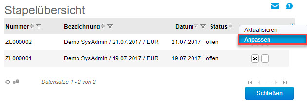 Stapelübersicht 8