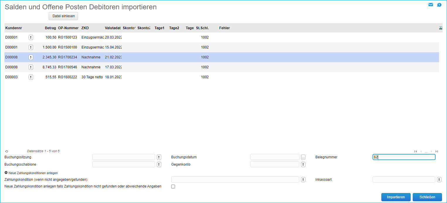 Salden und Offene Posten Debitoren 0