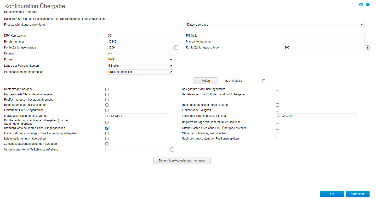 Konfiguration DATEV 0