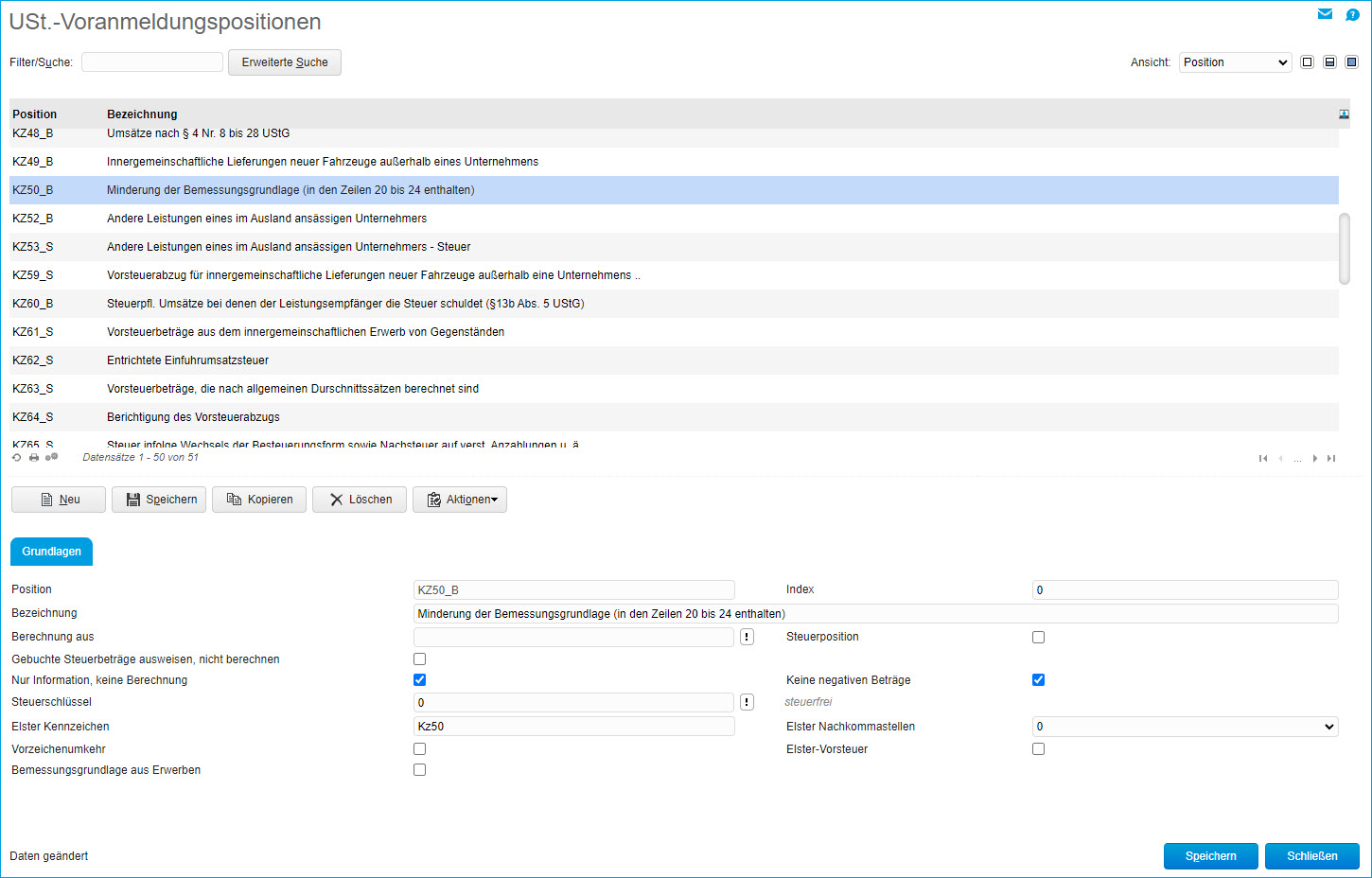 USt.-Voranmeldungspositionen 0